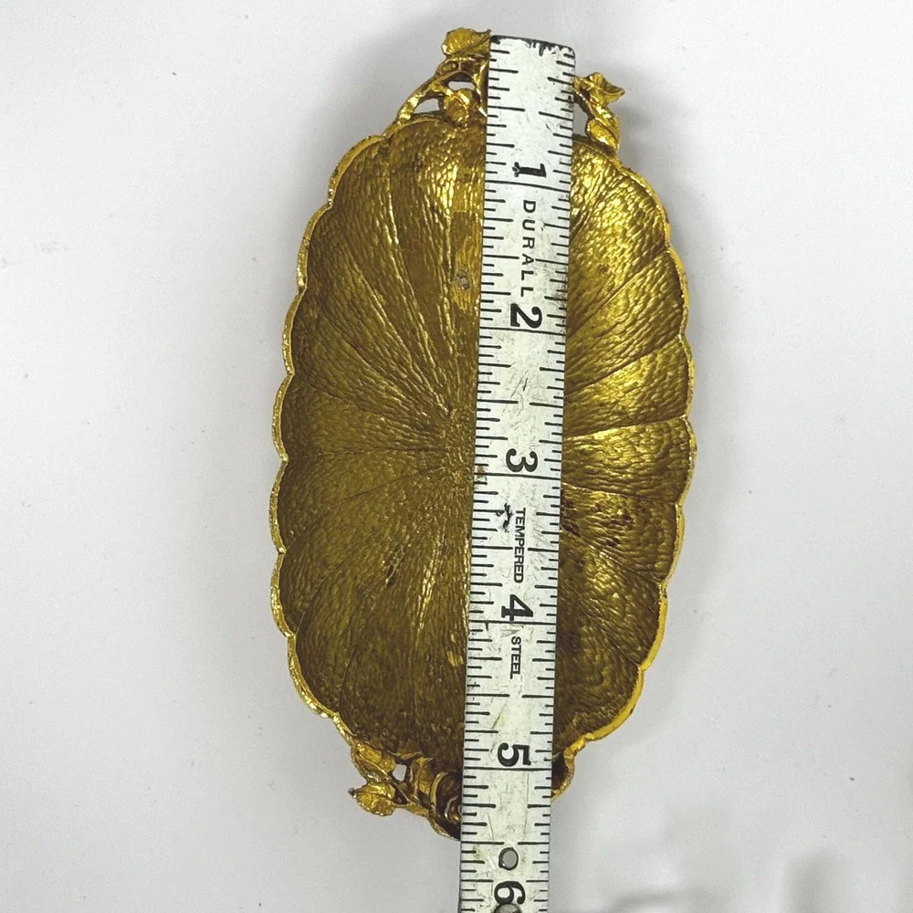 Vintage Gold toned Ormolu Soap Dish: Rose Detail, Hallway Key Tray or ring dish